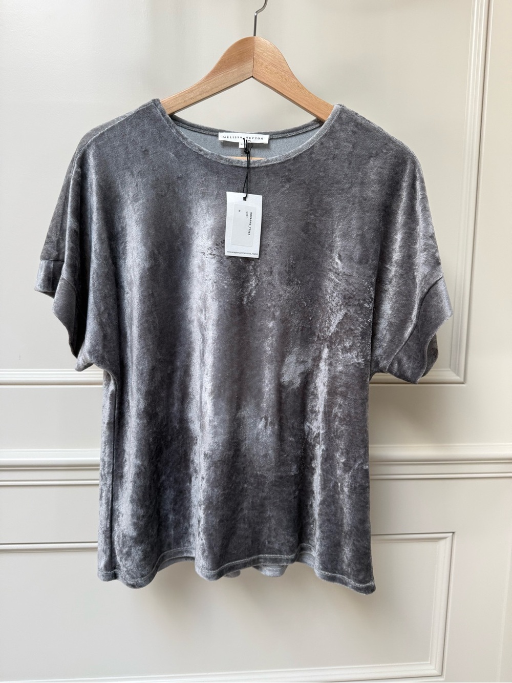 Melissa Nepton Roxanne Velvet Short-Sleeve Tee - Gray